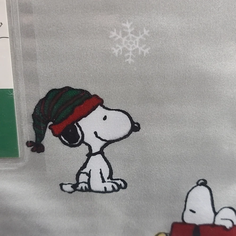 4pc Peanuts Snoopy & Woodstock Christmas Queen Bed Snowflake Sheet Set Decor NEW